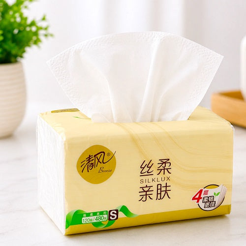 breeze silklux 4-ply soft facial tissue paper white color 120 pulls / 480 sheets b1108 china