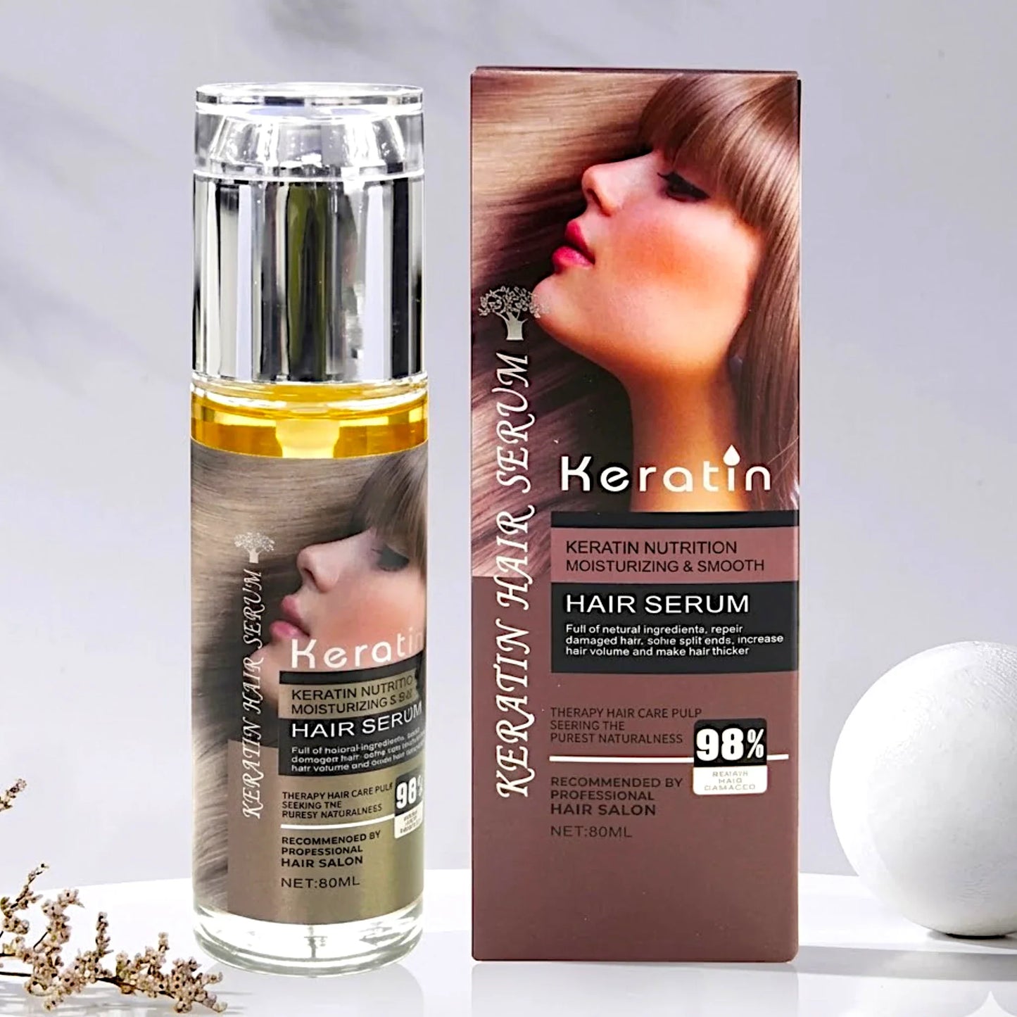 keratin hair serum 80ml brown