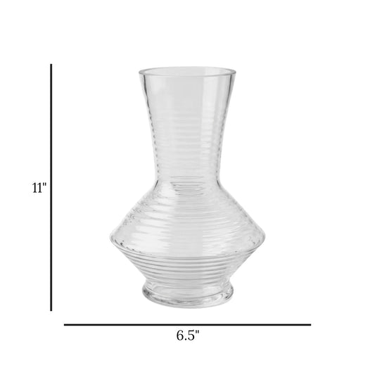 glass vase horizental lines 11''x6.5" china