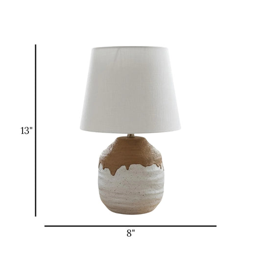 ceramic table lamp white & brown 13''x8'' china