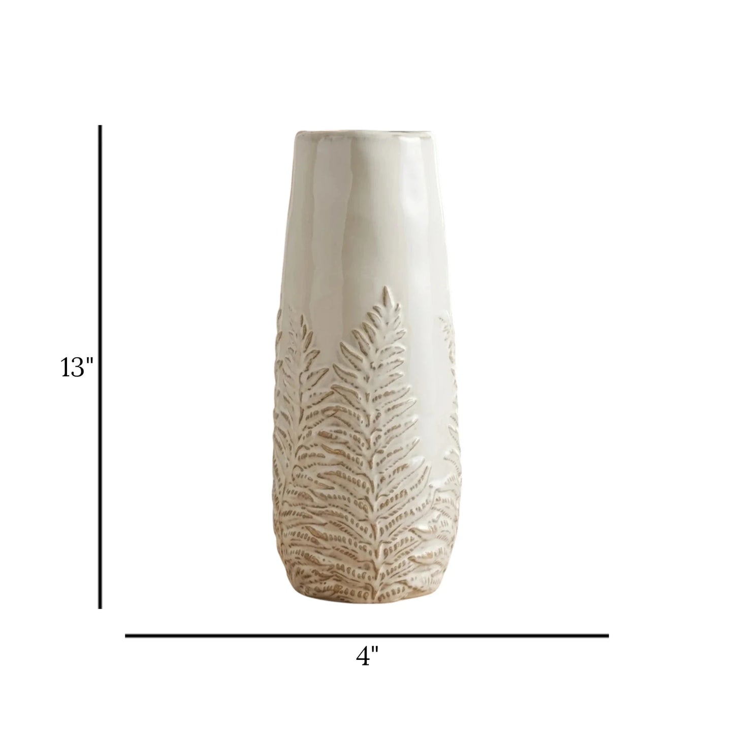 ceramic vase textured leaves white large 13''x4'' china
