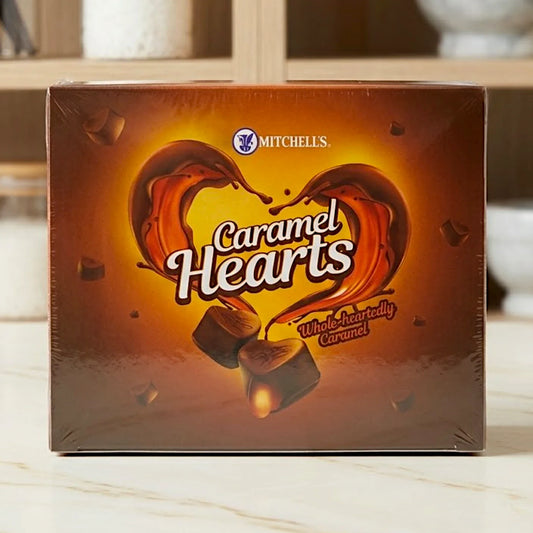 mitchells chocolate caramel hearts 450g