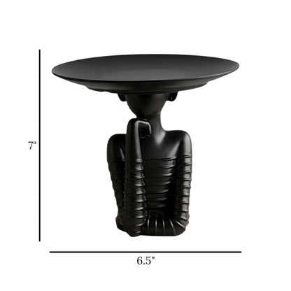 statue carrying plate on head black 6.5"x7" china
