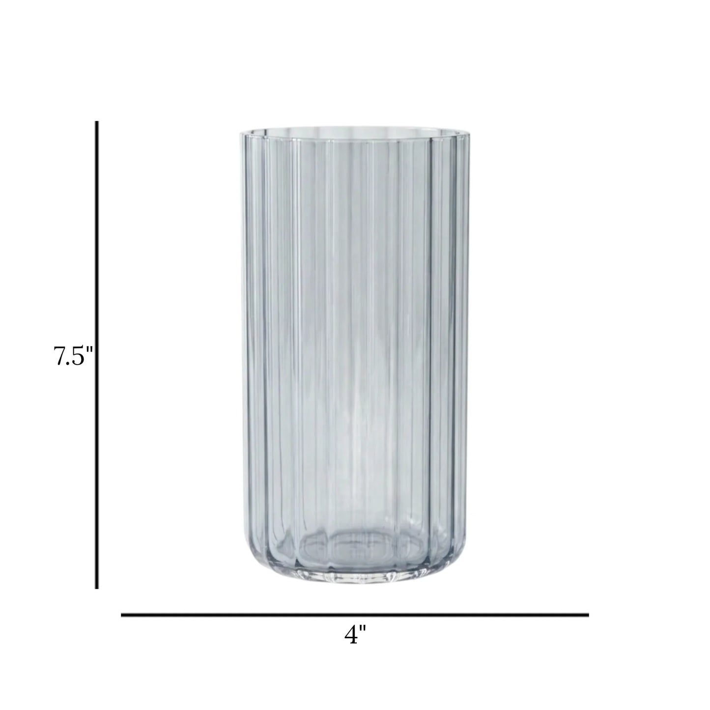 glass tube vase lines black shine small 7.5''x4" china