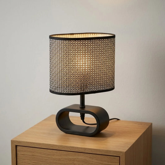 wooden table lamp white & black 12x6.5 china