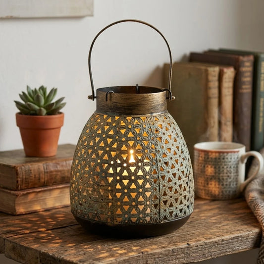 metal lantern antique cut work art 8''x7'' china