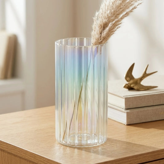 glass tube vase lines multi shine small 8''x4'' china