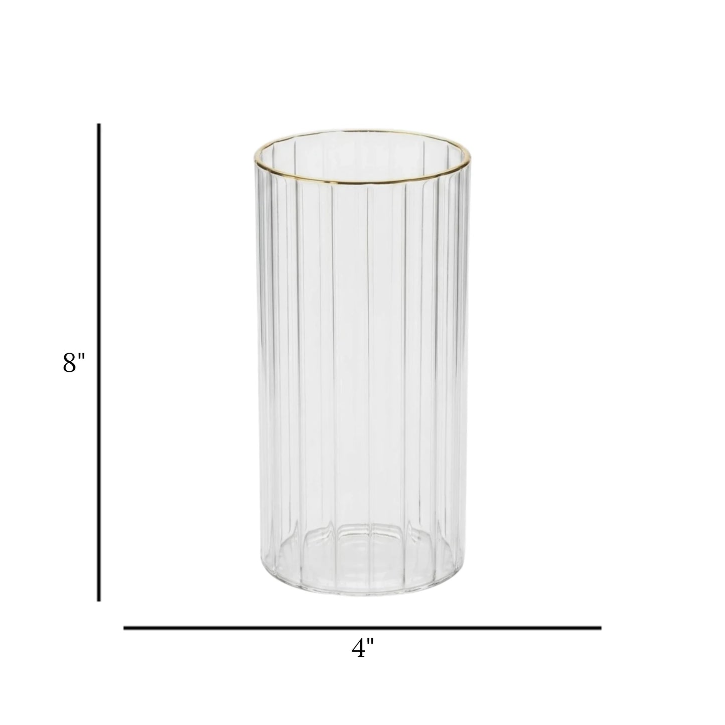 glass tube vase lines golden ring small 8''x4'' china