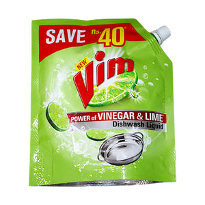 vim dishwash liquid pouch vinegar & lime 450ml