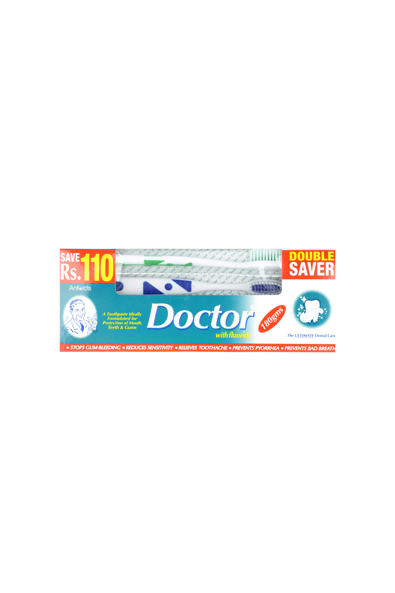 doctor toothpaste double brush pack 180g